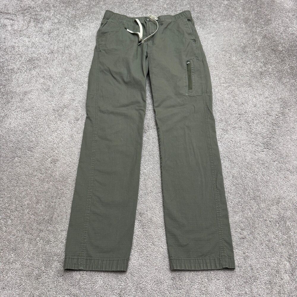 Vuori Ripstop Pants Women Small Army Green Organic Cotton Stretch Elastic Waist